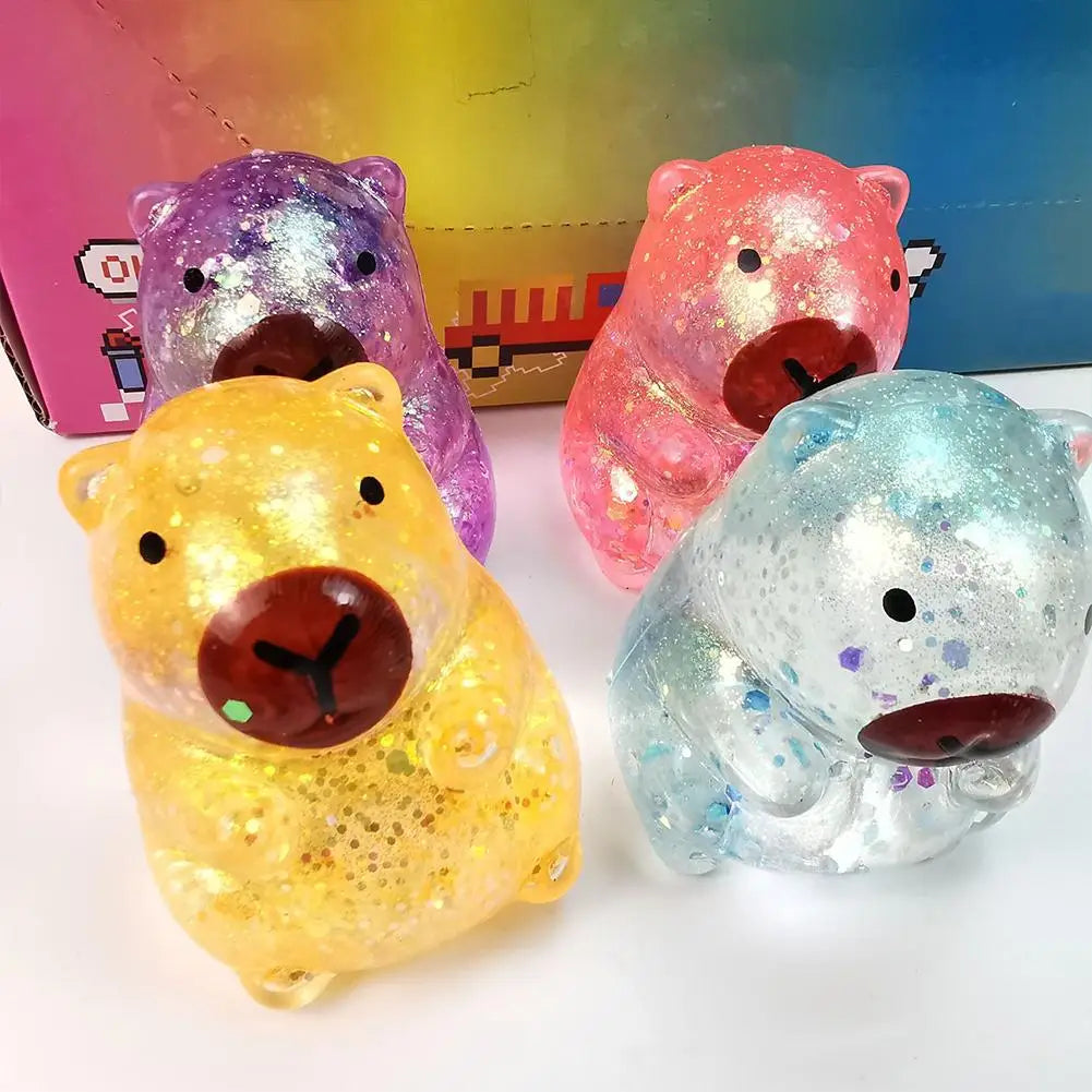 Cartoon Capybara Decompression Toy | Soft Glitter Gummy Fidget for Stress Relief