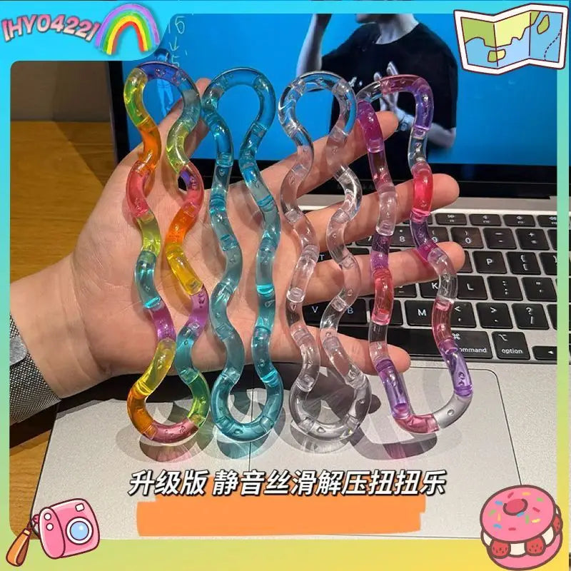 Colorful Transparent Fidget Toy | Silent Twistable Stress Relief Tool for Focus Training