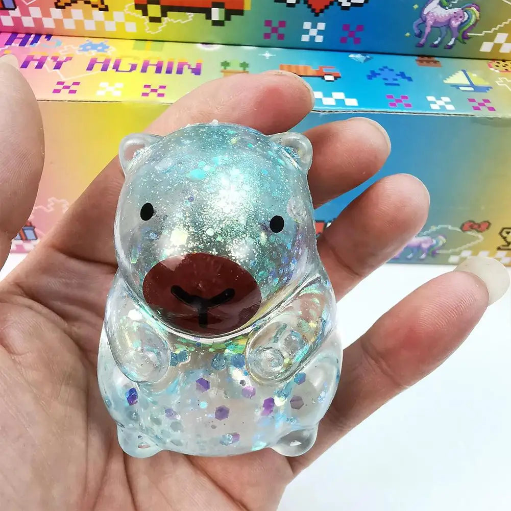 Cartoon Capybara Decompression Toy | Soft Glitter Gummy Fidget for Stress Relief