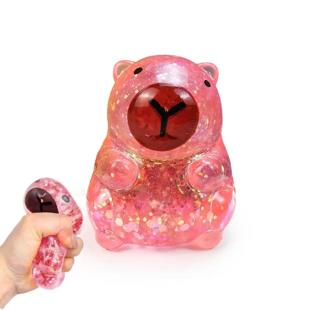 Cartoon Capybara Decompression Toy | Soft Glitter Gummy Fidget for Stress Relief