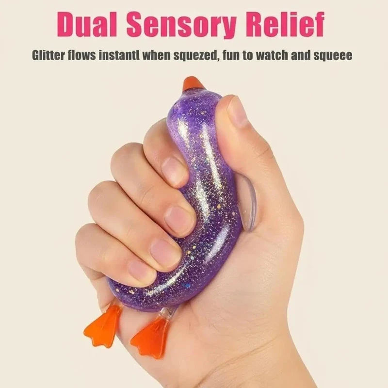 Cute Duck Squishy Sugar Stress Ball | Glitter Fidget Toy for Office Desk and Party Favors