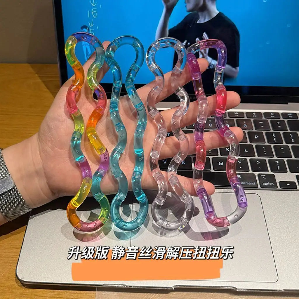 Colorful Transparent Fidget Toy | Silent Twistable Stress Relief Tool for Focus Training
