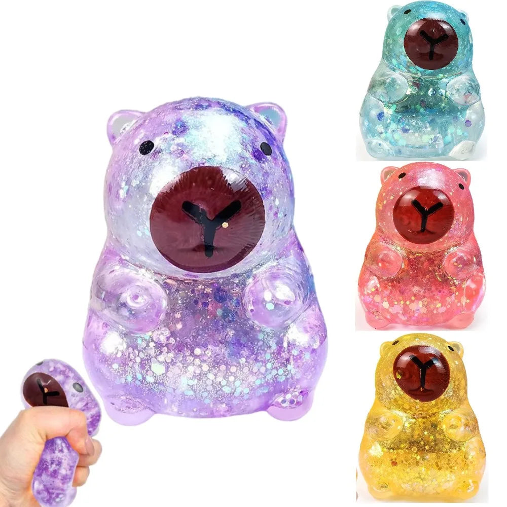 Cartoon Capybara Decompression Toy | Soft Glitter Gummy Fidget for Stress Relief