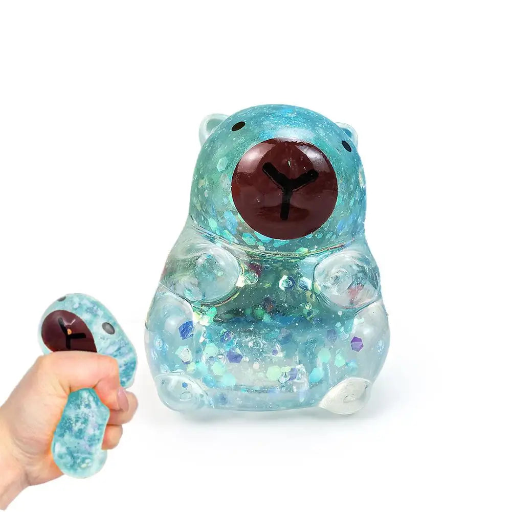 Cartoon Capybara Decompression Toy | Soft Glitter Gummy Fidget for Stress Relief