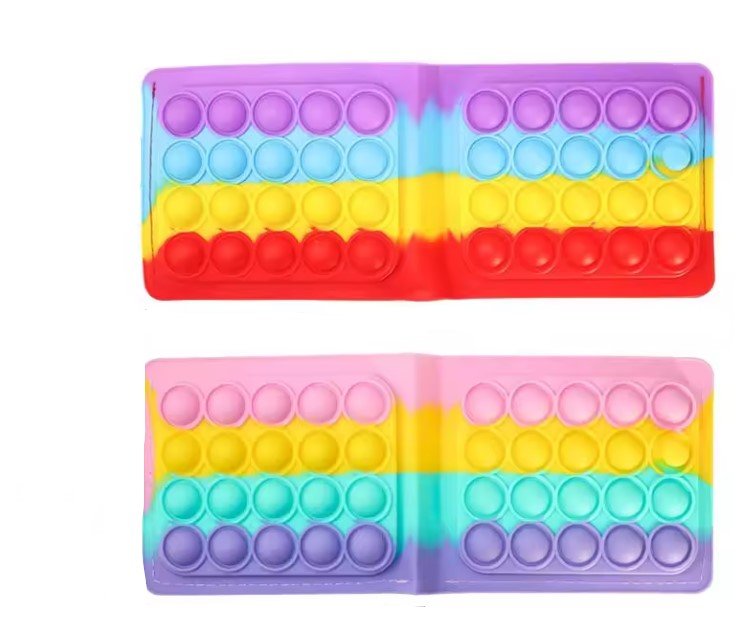 Fidget Wallet - Rainbow Pink Bubble Pop Fidgets