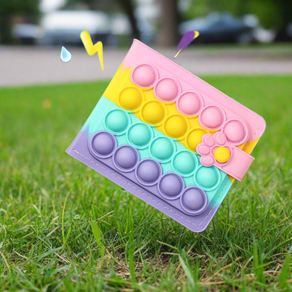 Fidget Wallet - Rainbow Pink Bubble Pop Fidgets