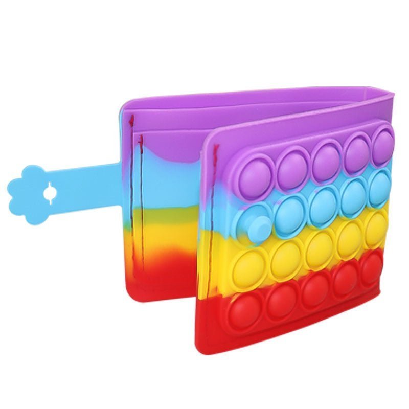 Fidget Wallet - Rainbow Red Bubble Pop Fidgets