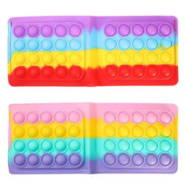 Fidget Wallet - Rainbow Red Bubble Pop Fidgets