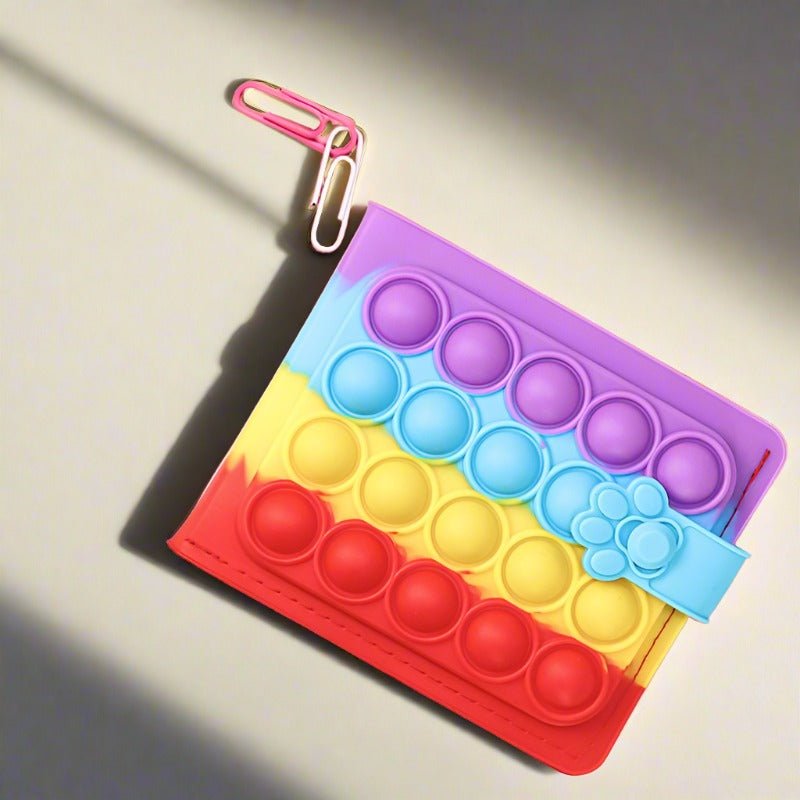 Fidget Wallet - Rainbow Red Bubble Pop Fidgets