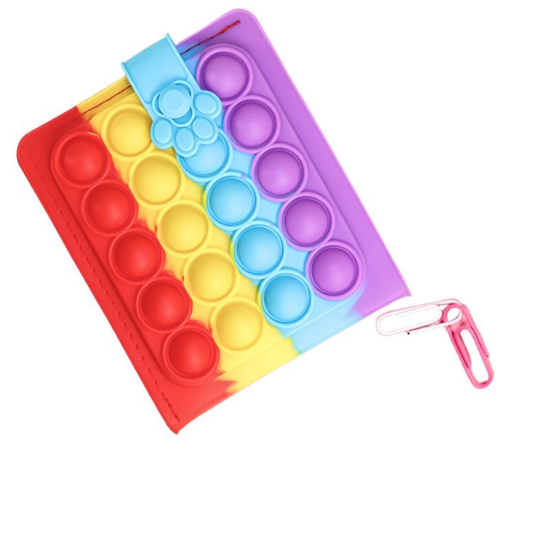Fidget Wallet - Rainbow Red Bubble Pop Fidgets